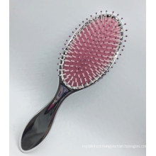 Oval Silver-Plated Pink Paddle Hair Brush